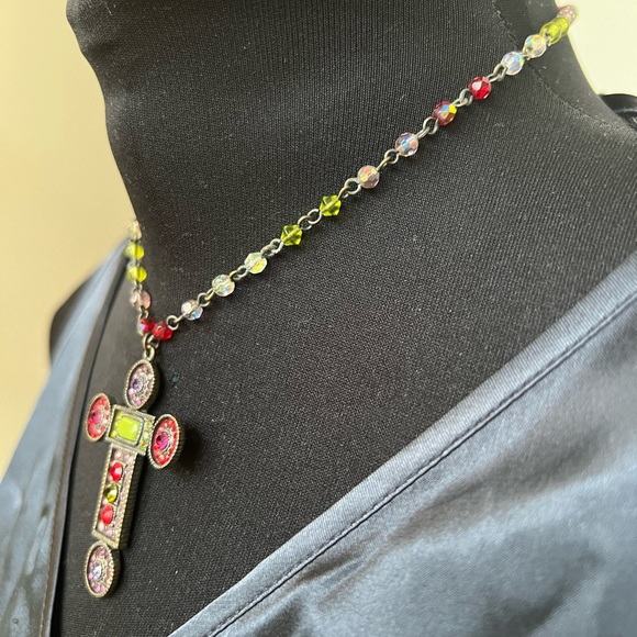 🔥🔥🔥 SALE🔥🔥 Styled like Ayala Bar-Lovely Cross Necklace with Faux Gemstones - Picture 10 of 11